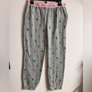 U. S. Polo Assn. Women’s Pajama Bottoms, Medium, Gray/Pink